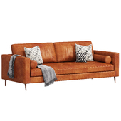 Crafters and Weavers Alamo Contemporary Italian Leather Sofa