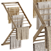 Wooden wall mounted towel rack with hanging towels 02