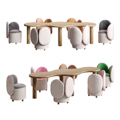 Indoor Children Play Table/Kids Chair, Upholstered Seat, Chalk/Olive Green, 7-piece/1 Piece, 2 to 4 Years