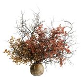 Red maple in clay pot, dried bouquet 24