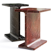 I Beam Red Marble Side Table