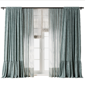 Bule rod Curtains with Linen Roman blinds collections 38 HBH