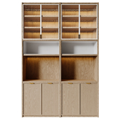 Modern Minimalist Tall Display Cabinet with Glass, Sideboard