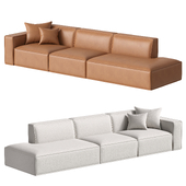 Japandi Brown Leather Sofa