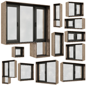 modern windows 3 / wooden slope frame
