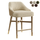 Villa House Orion Coastal Beach White Cushion Driftwood Counter Stool