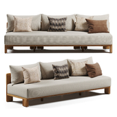 Striata Teak Three-Seat Armless Sofa
