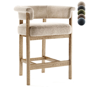 Alessandra Modern Cream Boucle Performance Brown Wood Counter Stool