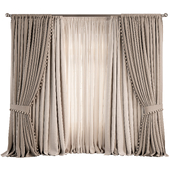 Classic Draped Curtain Set with Pompom 79