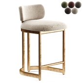 Freya Modern Classic White Upholstered Antique Brass Counter Stool