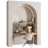 Curved Wall Minimalist Study Scandinavian Workspace