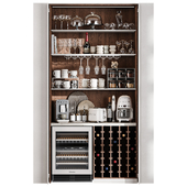 Built in Hidden Coffee Bar Cabinet Modern Beverage Station