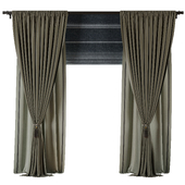 Olive Green Curtains Rod with Roman blinds collections 045 HBH