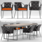 Стол и стулья varaschin obi chair, Natuzzi table - Стол + стул - 3D модель