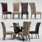 Baxter стол LIQUID LUNCH, стул LEVANTE, лампа GUGGIE - Стол + стул - 3D модель - фото 2