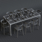 Glas Italia table set - Стол + стул - 3D модель - фото 3