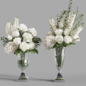 Flower Set 023 White bouquet - Букеты - 3D модель