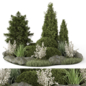 Outdoor Garden Set Bush and Tree - Garden Set 1025 - Уличные - 3D модель