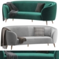 Velly Modern 92 Deep Green Velvet Sofa with Metal Legs - Диваны - 3D модель