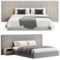 Walvia Gray Velvet Luxury Wide Headboard Bed - Кровати - 3D модель - фото 3