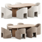 Adler Dining Chair and Ellington oval pedestal dining table - Стол + стул - 3D модель