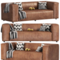 HomeRoots 98 Brown Top Grain Leather and Black Sofa - Диваны - 3D модель - фото 3