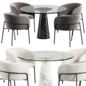Chair laika and Angelo Mangiarotti Round Pedestal Dining Table - Стол + стул - 3D модель - фото 3