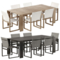 Hayman Teak and Aluminum Dining Chair and Table - Стол + стул - 3D модель