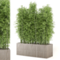 Bamboo Plants in Glazed Brown Tile Pot_Set 3875 - Уличные - 3D модель