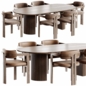 Curved Walnut Dining Chair and Ellington Oval Pedestal Dining Table - Стол + стул - 3D модель - фото 6