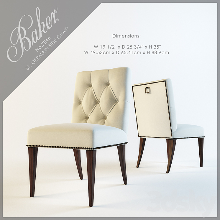 BAKER ST. GERMAIN SIDE CHAIR 3DS Max - thumbnail 1
