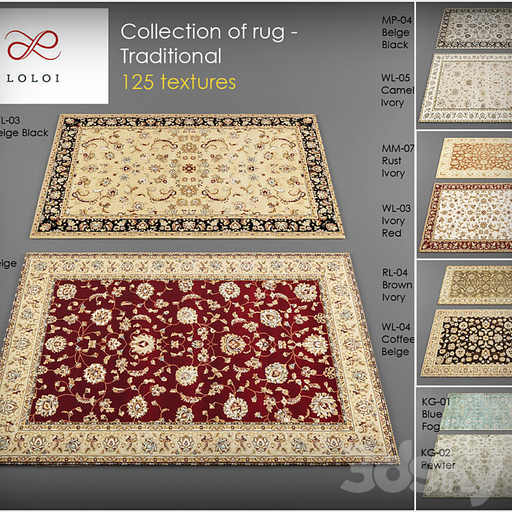 Collection of Loloi rugs 3DS Max - thumbnail 1
