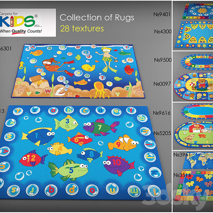 Collection rugs Carpets for Kids 3DS Max - thumbnail 1