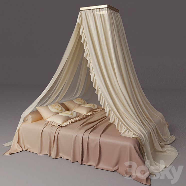 canopy bed 3DS Max - thumbnail 1