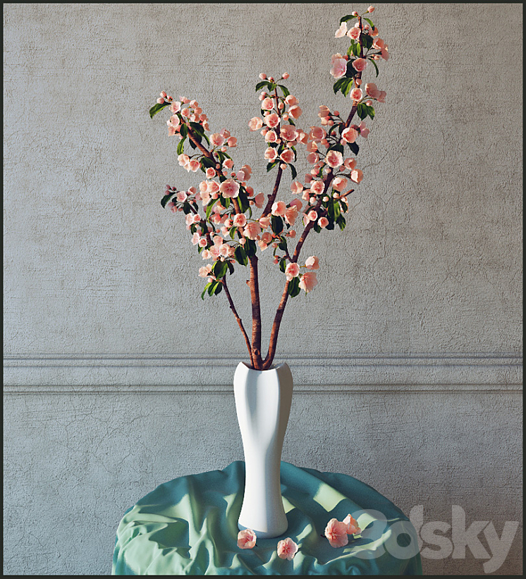 branch with flowers 3DS Max - thumbnail 1