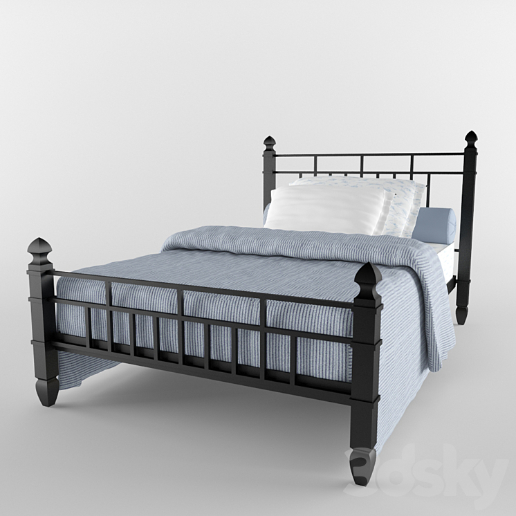 Wrought iron bed size 120x200 cm - Bed - 3D model