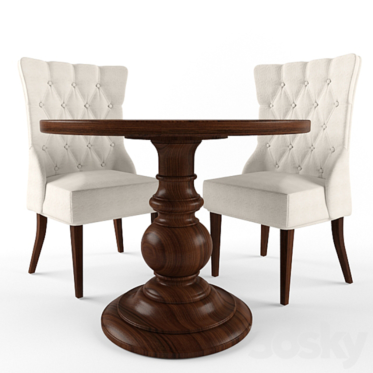 Chair + table classic 3DS Max - thumbnail 1