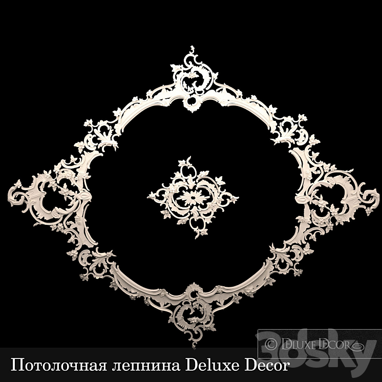 Rococo stucco ceiling Deluxe Decor 3DS Max - thumbnail 1
