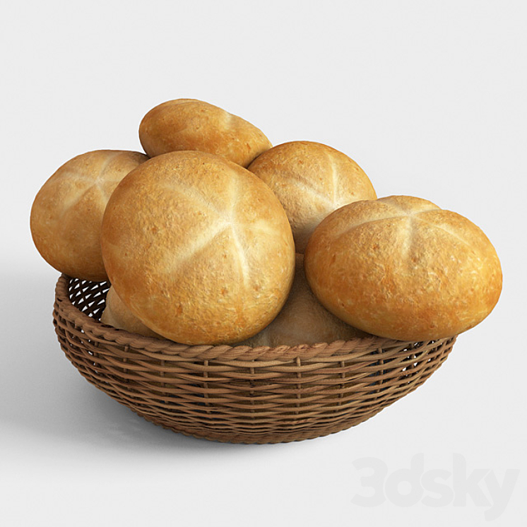 Basket with buns 3DS Max - thumbnail 1