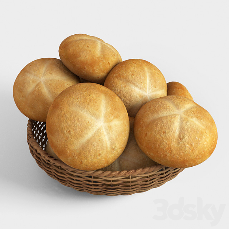 Basket with buns 3DS Max - thumbnail 2