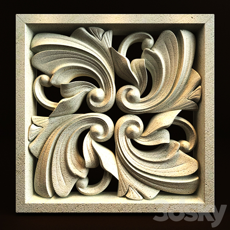 Bali Carving ornament 019 3DS Max - thumbnail 2