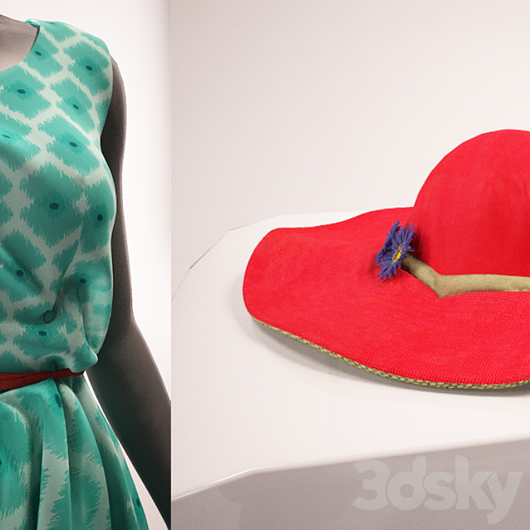 Dress with a hat 3D Model