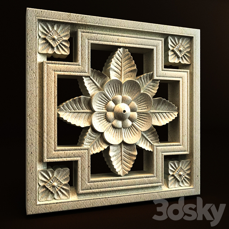 Bali Carving ornament 020 3D Model