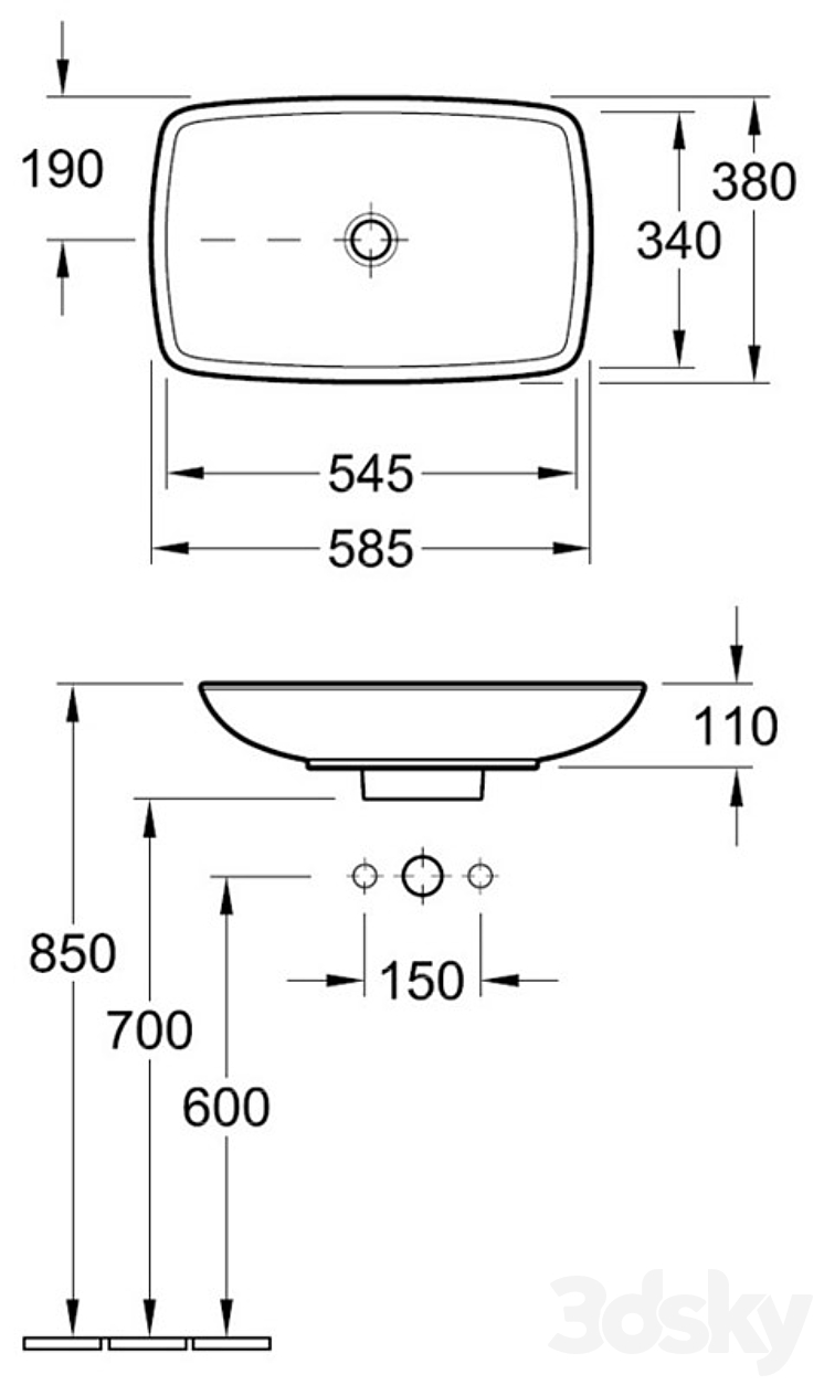 Washbasin Villeroy & Boch Loop & Friends 5154 0001 3D Model