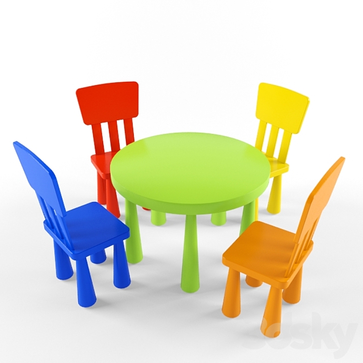 Highchairs and table IKEA 3DS Max - thumbnail 1