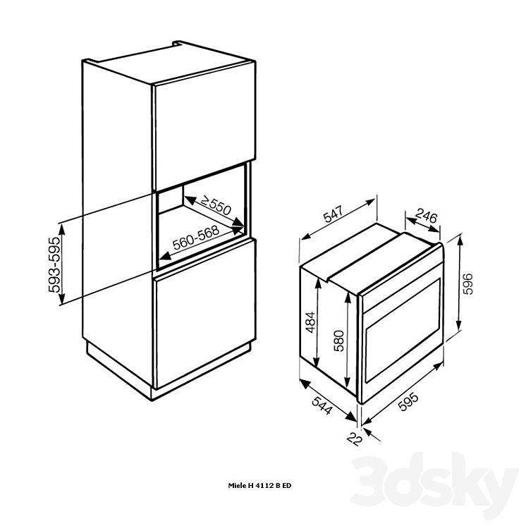 Oven Miele H 4112 B ED 3D Model