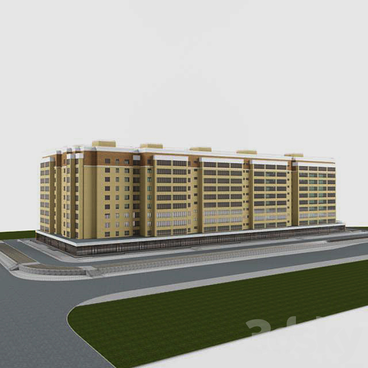 Residential ten-storey house 3DS Max - thumbnail 1
