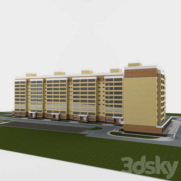 Residential ten-storey house 3DS Max - thumbnail 2