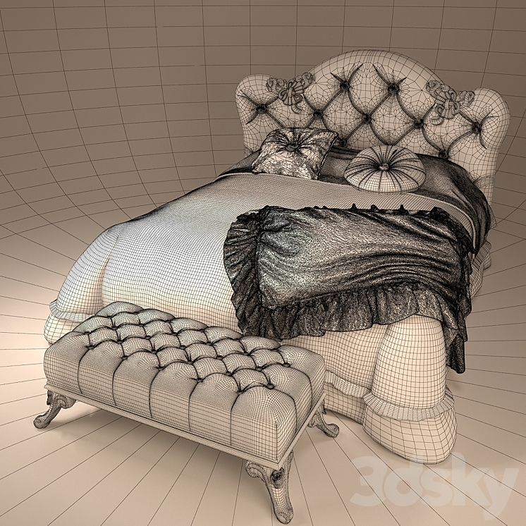 Bed VOLPI Mafalda With Ottoman 3D Model