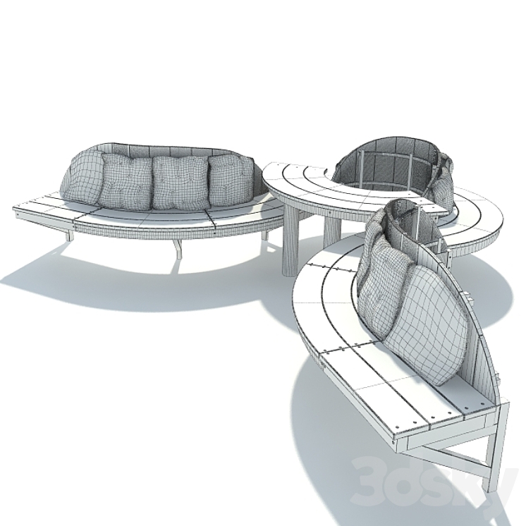 Wooden bench. 3D Model